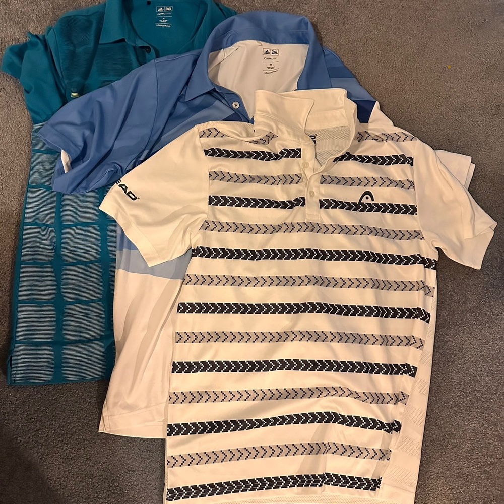 adidas Men's Polo Shirt - White and Blue